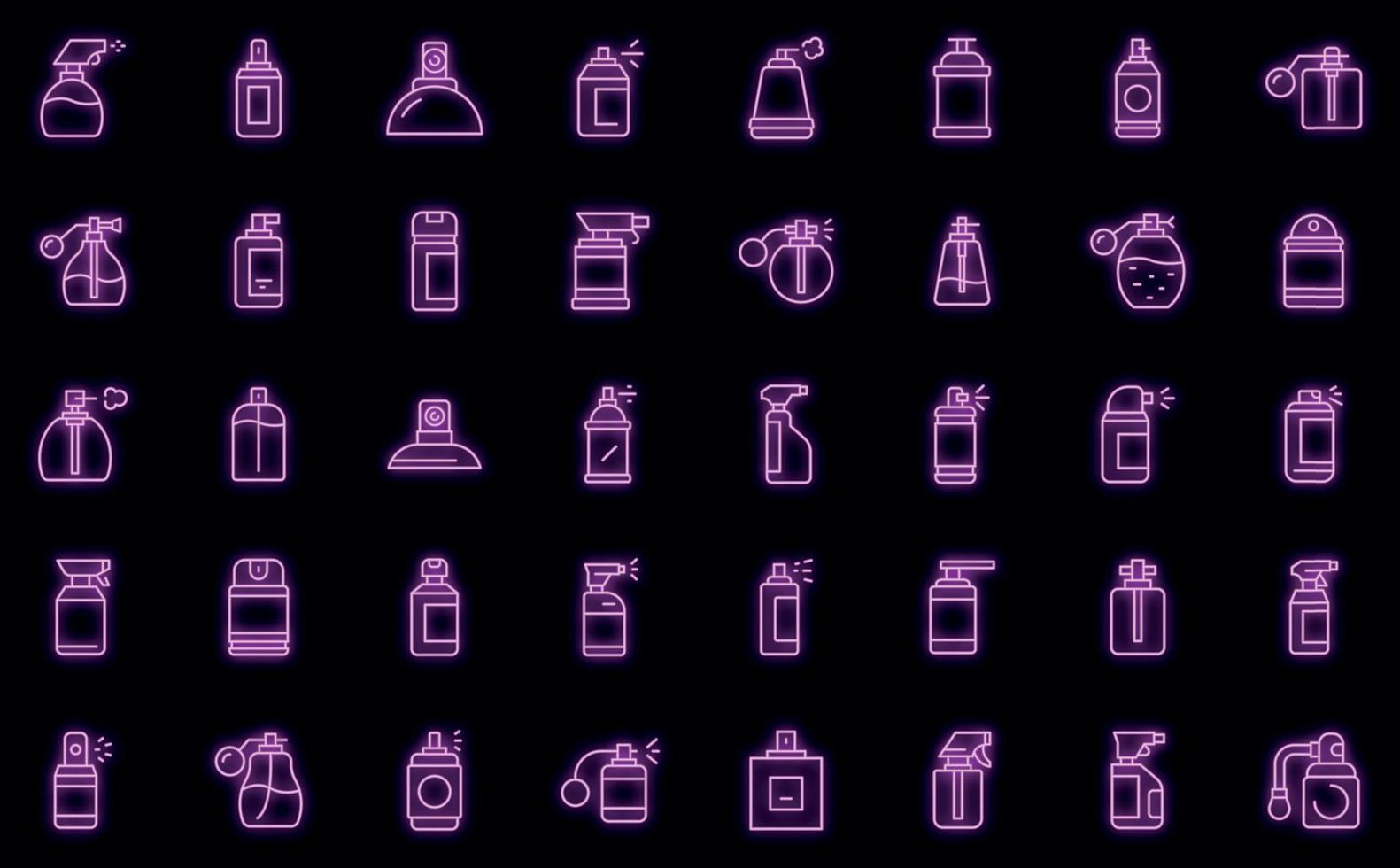 Spray bottle icons set vector neon