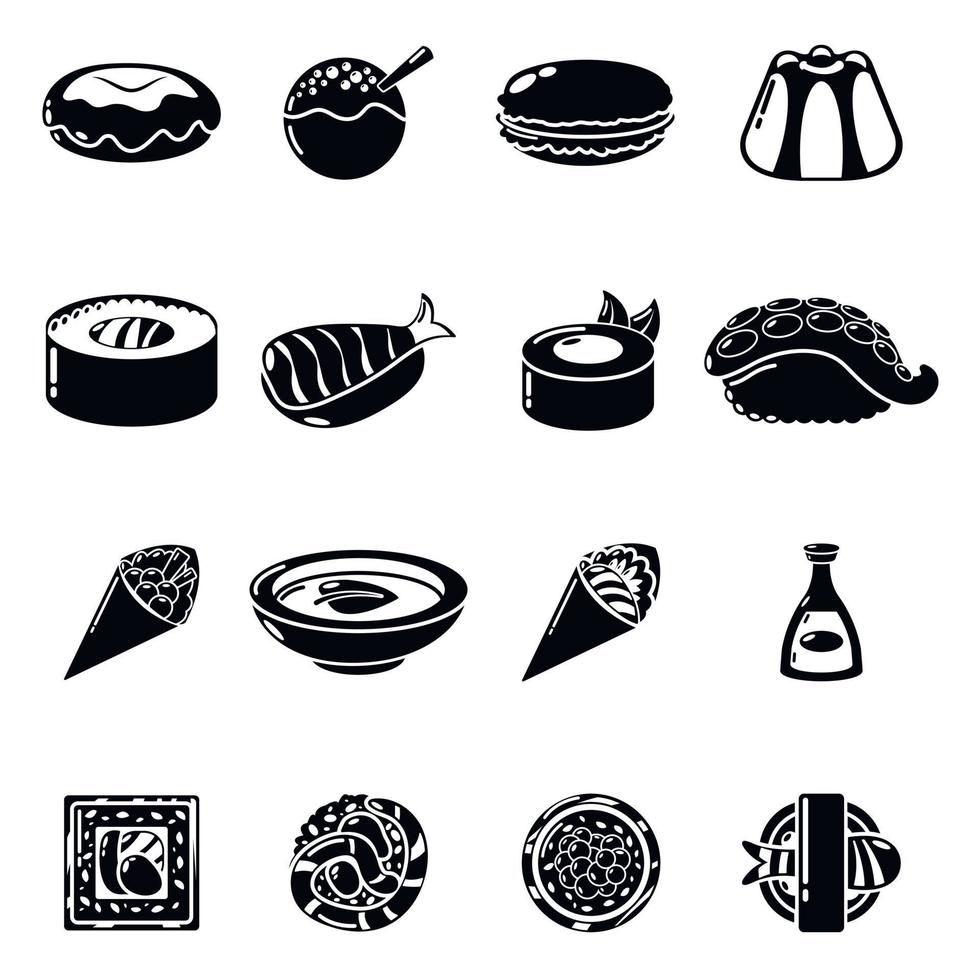 Japan food icons set, simple style vector