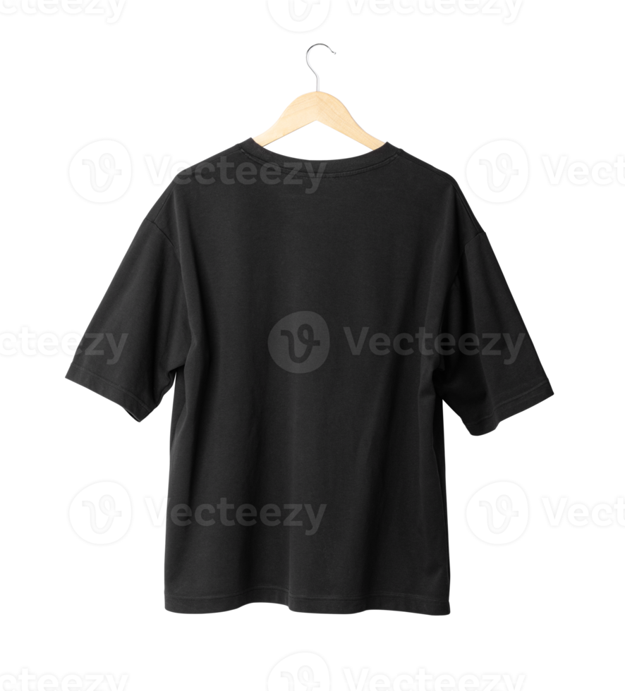 Black oversize T shirt mockup hanging, Png file