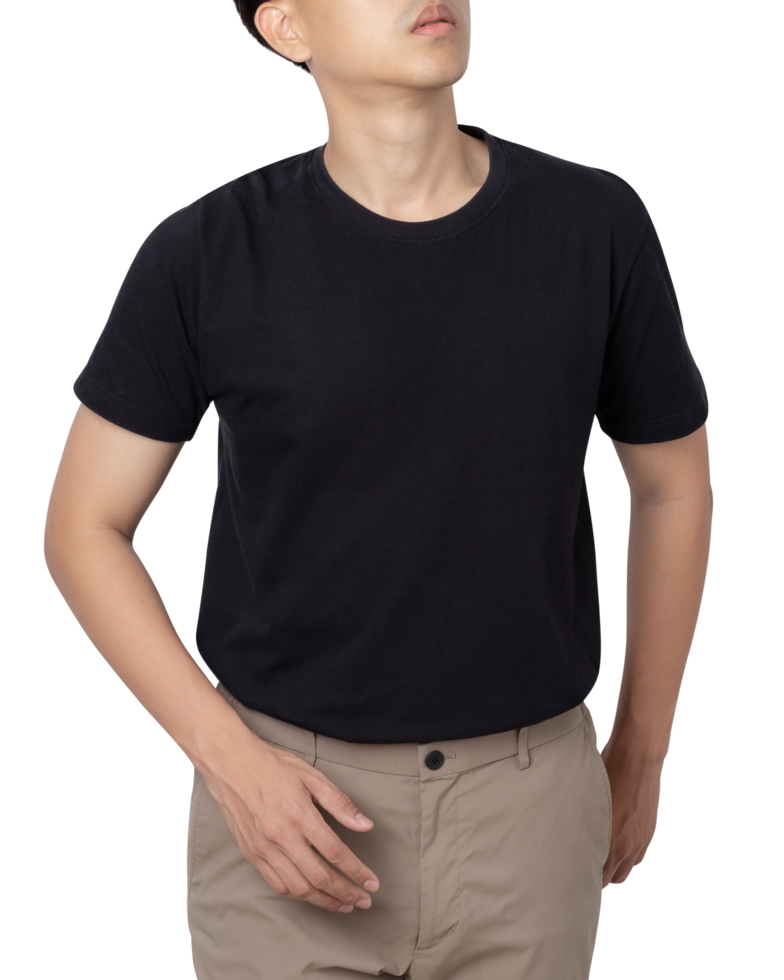 junger mann im schwarzen t-shirt-modellausschnitt, png-datei png
