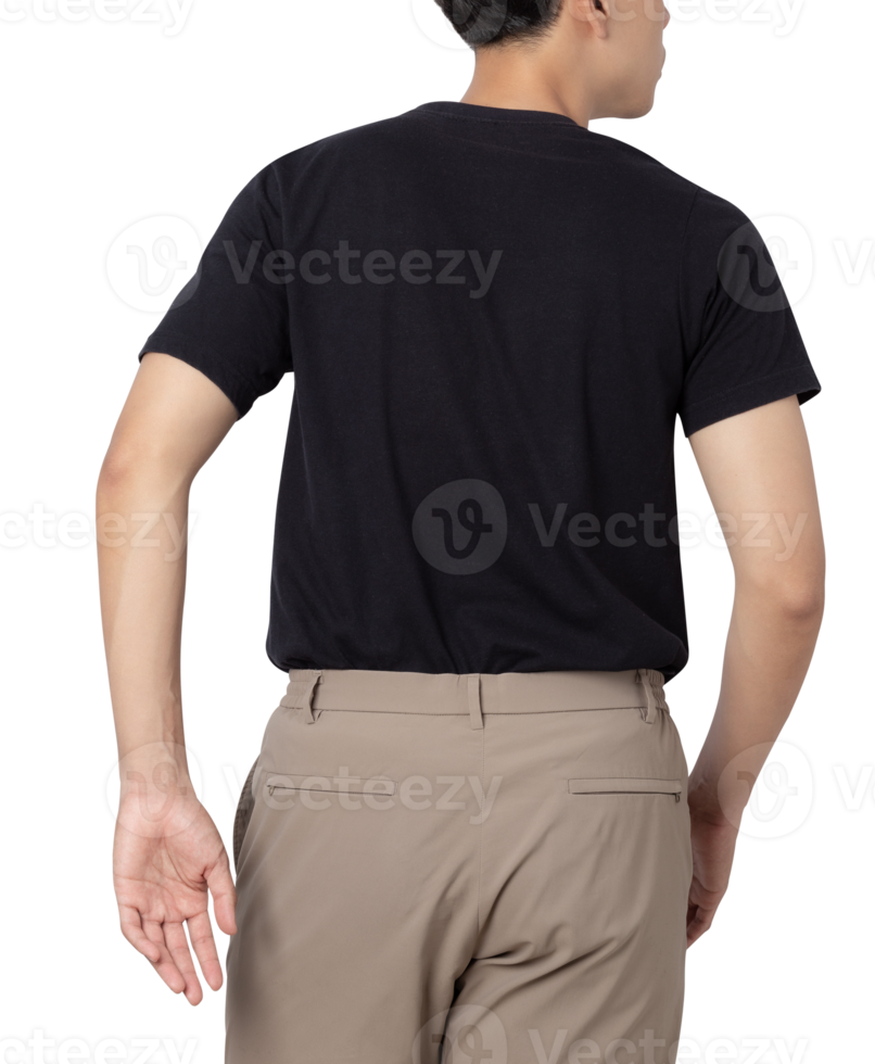 Young man in black T shirt mockup cutout, Png file