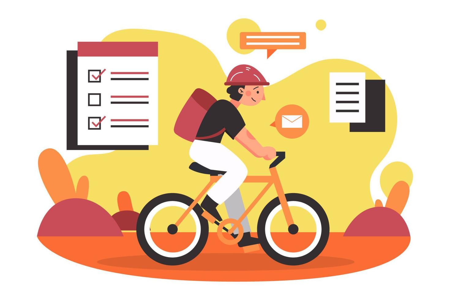 Worker Go To Office Using Bike Flat Illustration vector