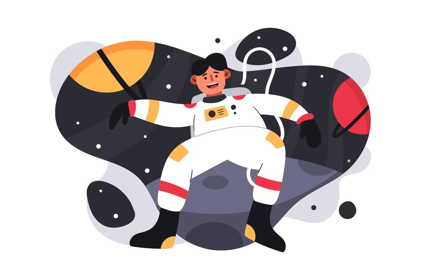 astronauta flotando en el espacio ilustración plana vector