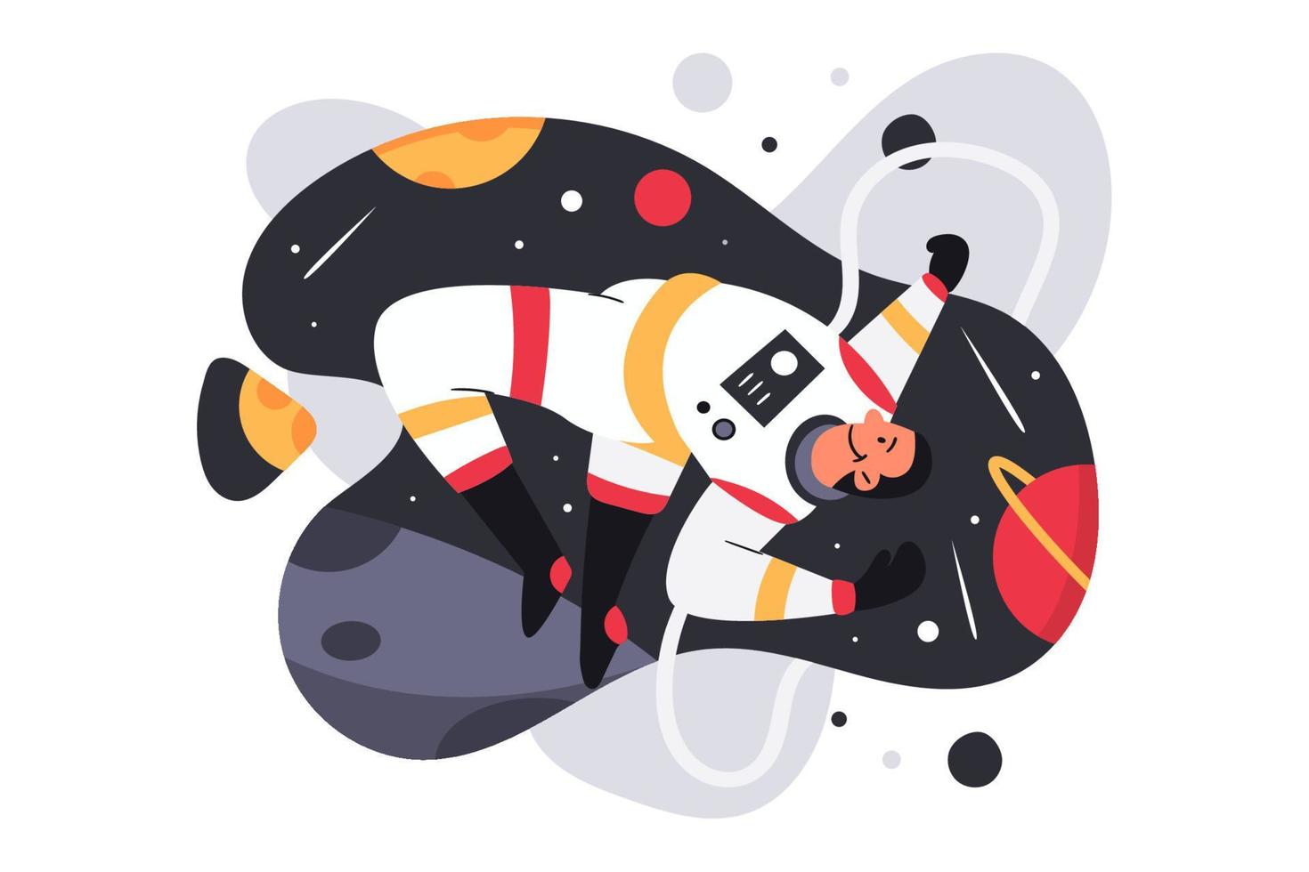 Astrounut Floats in Space  Cartoon Illustration vector