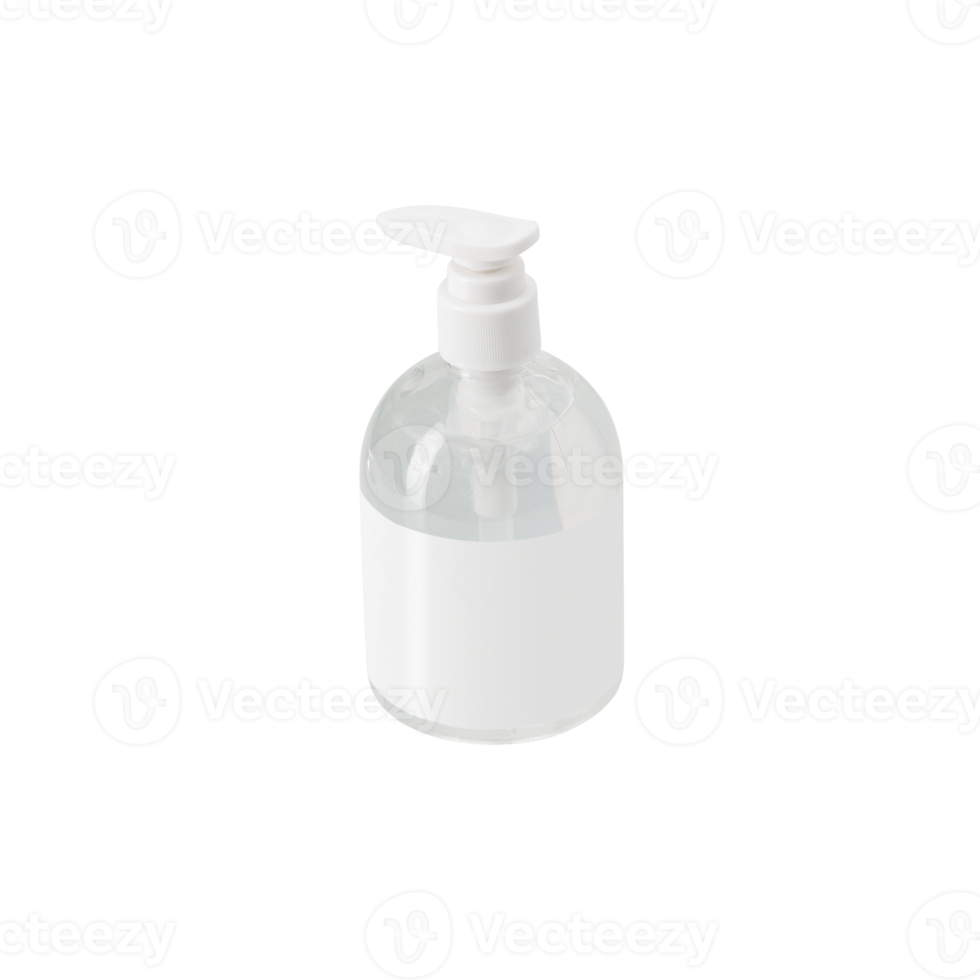 Hand sanitizer in a clear pump bottle mockup, Png file