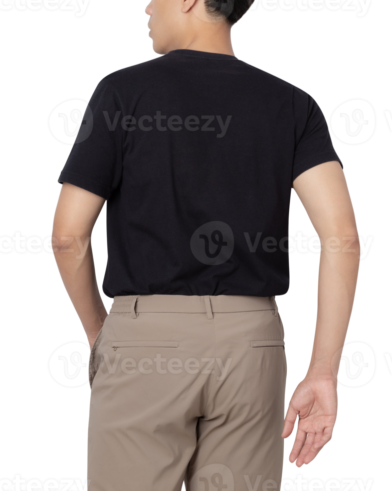 Young man in black T shirt mockup cutout, Png file