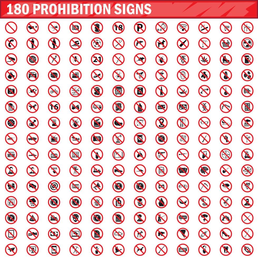 180 prohibition signs set vector