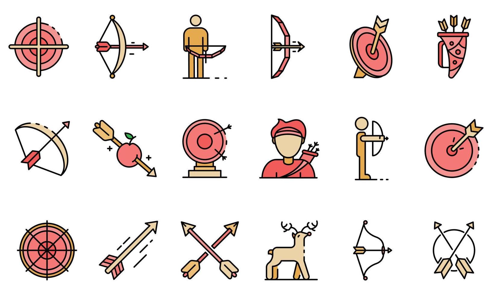 Archery icons set vector flat