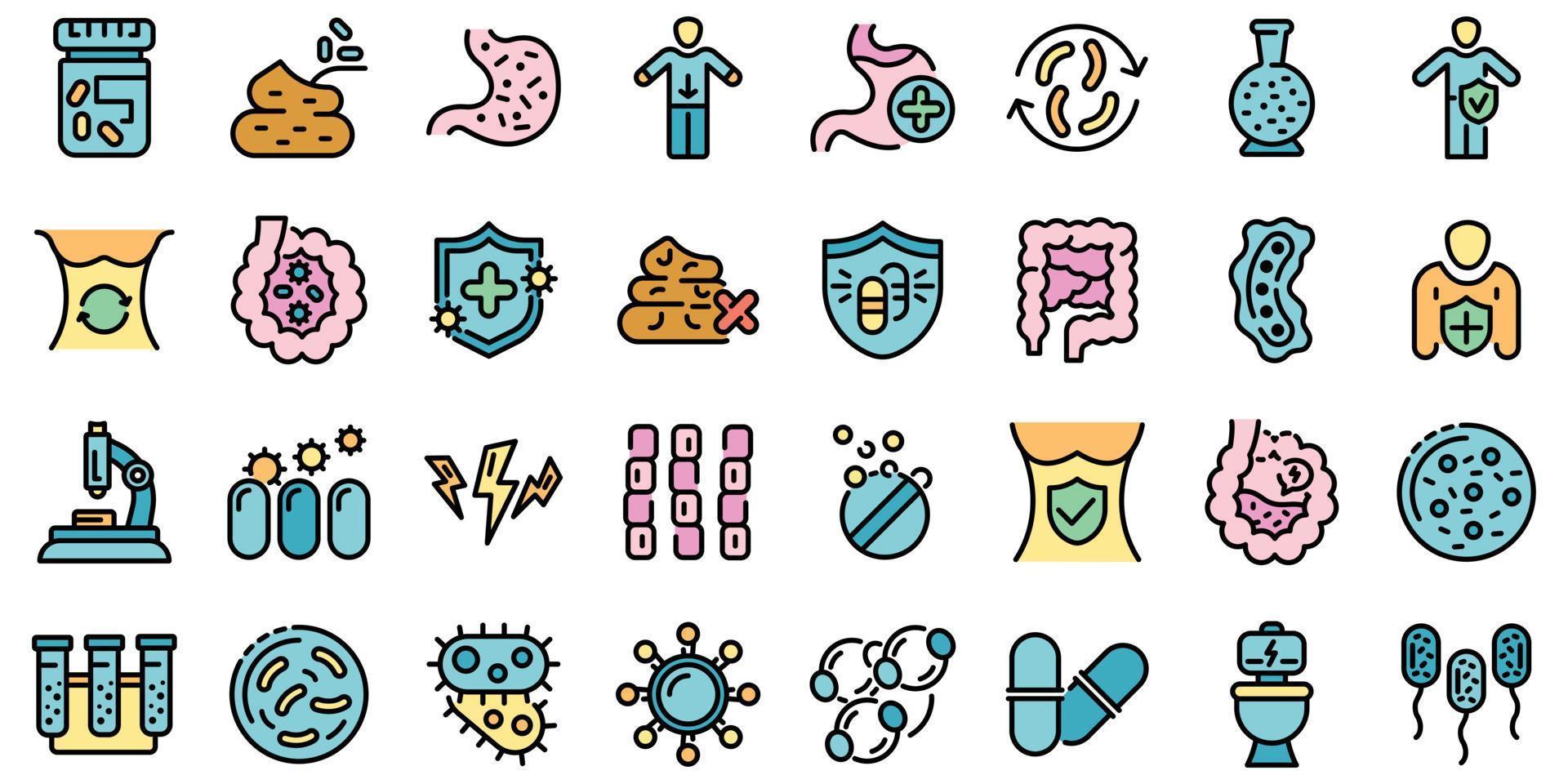 Probiotics icons set vector flat
