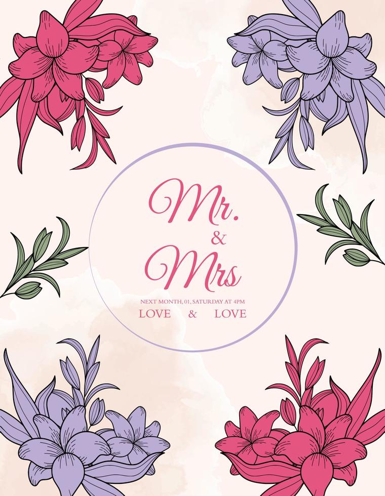 Beautiful blooming flower and leaves background vector