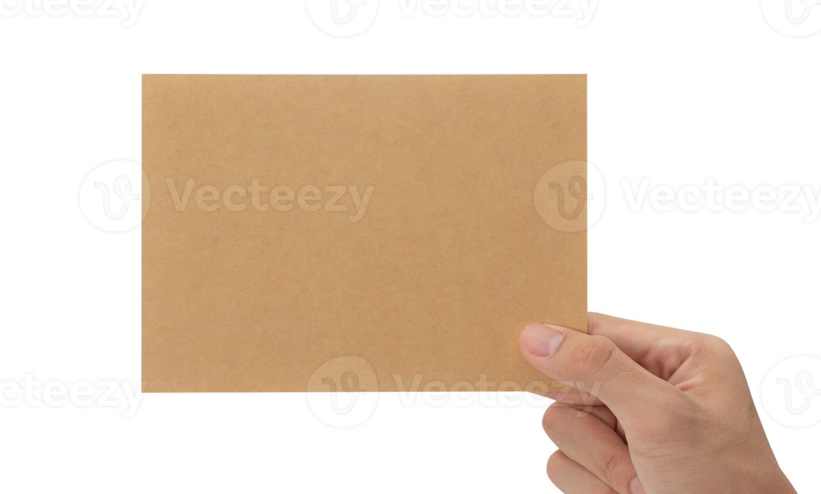mano che tiene carta di cartone vuota, mockup di biglietto di auguri png