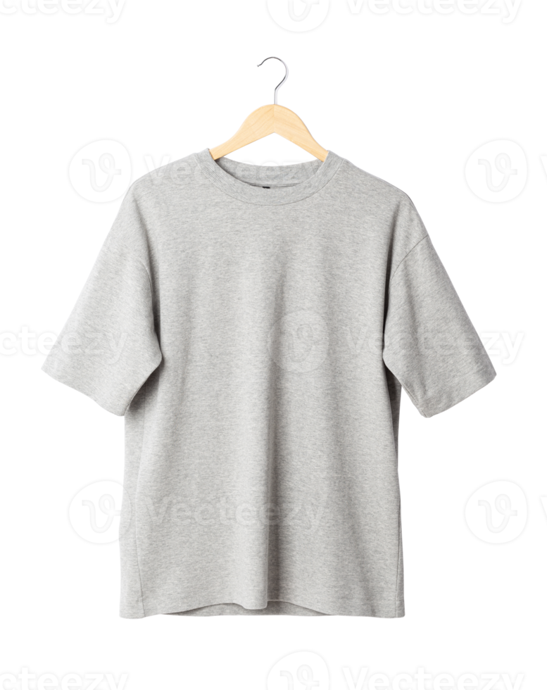 Gray oversize T shirt mockup hanging, Png file