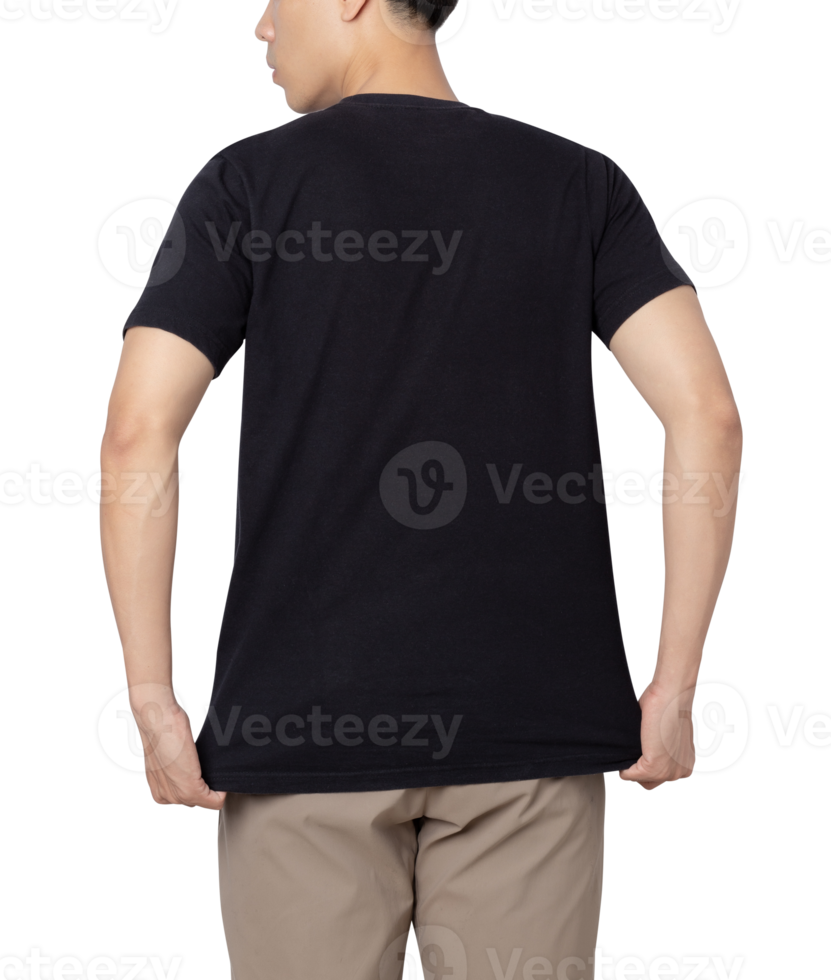 Young man in black T shirt mockup cutout, Png file