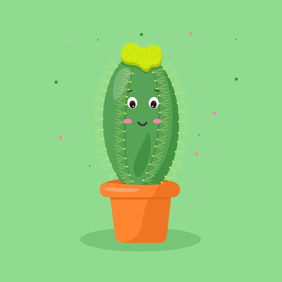 character cactus in a pot kawaii emotions vector