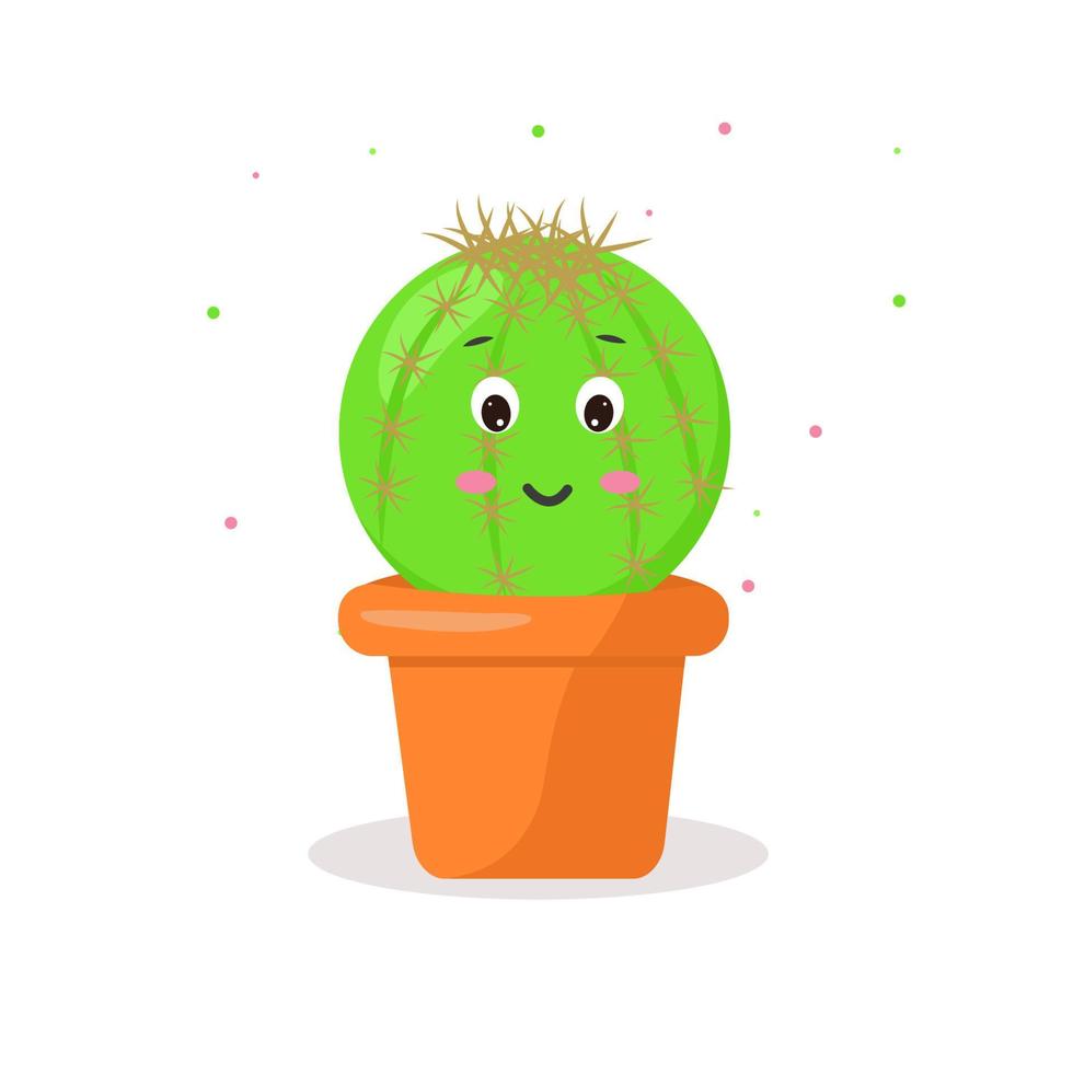 Carácter cactus en una olla kawaii emociones vector