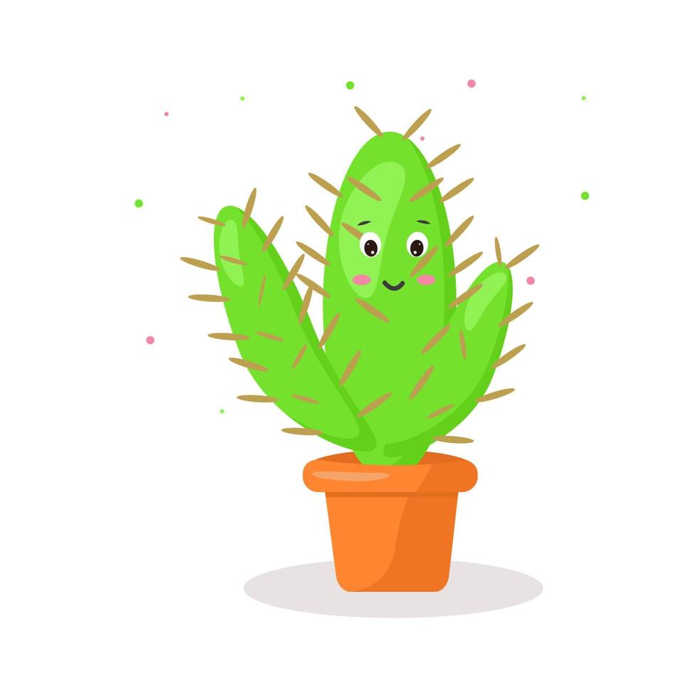 character cactus in a pot kawaii emotions vector