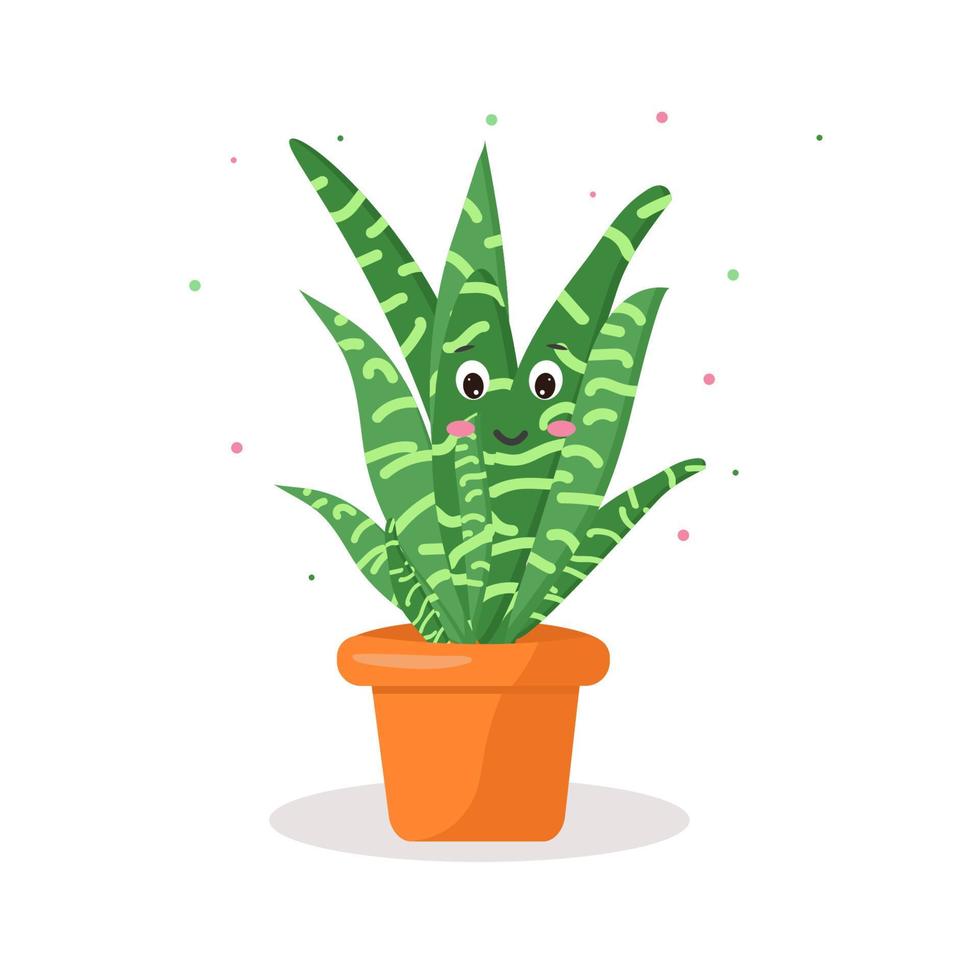 character cactus in a pot kawaii emotions vector