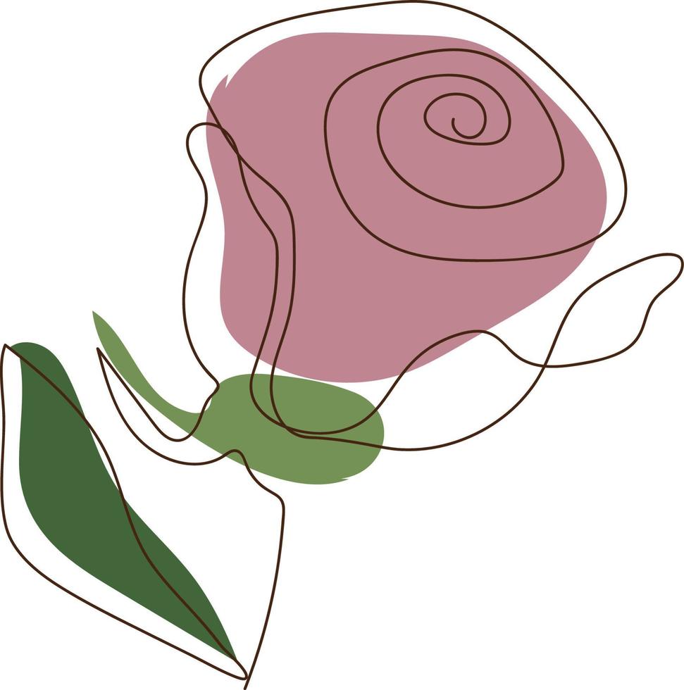 flor rosa rosa en estilo de arte lineal vector
