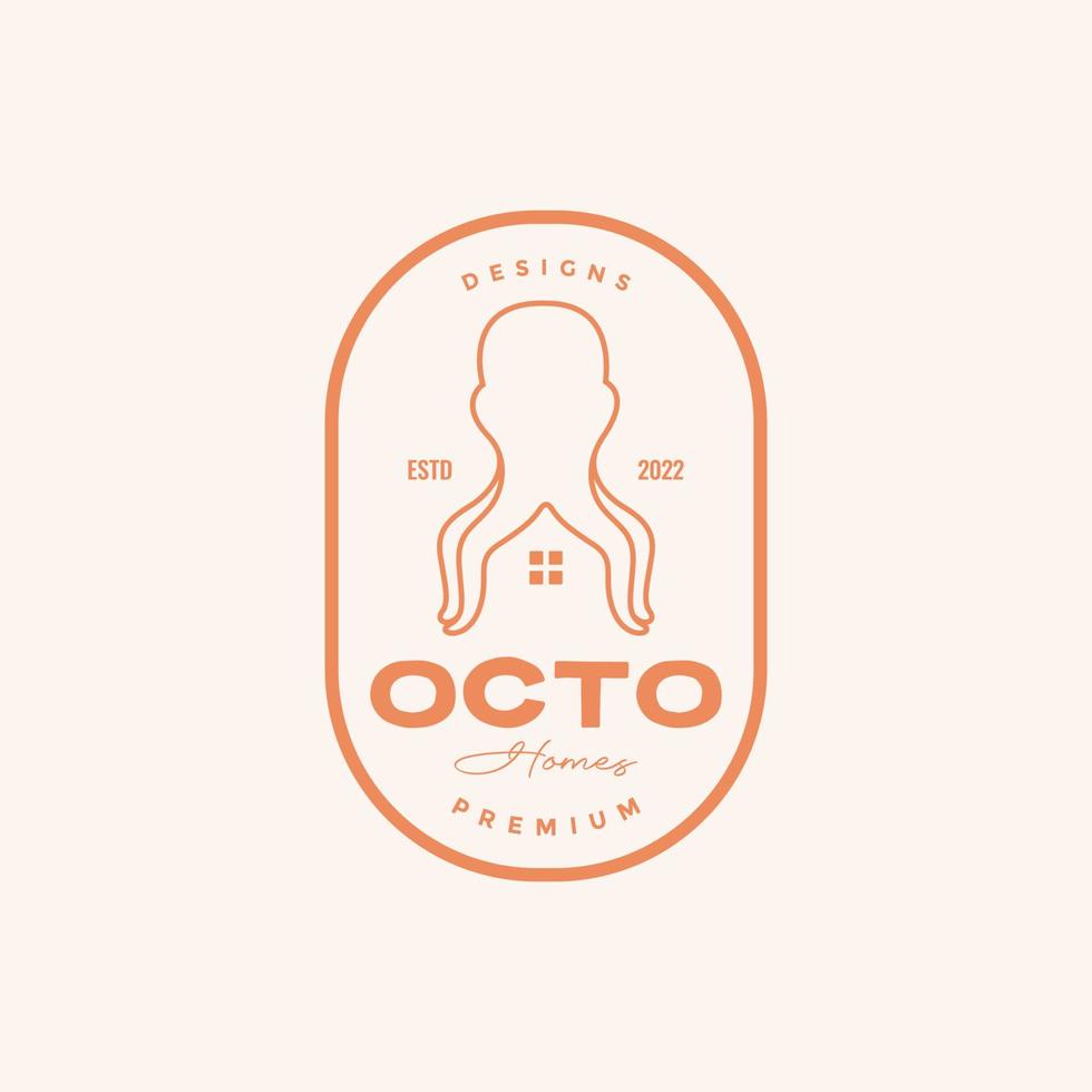 badge with octopus home logo design vector graphic symbol icon illustration creative idea