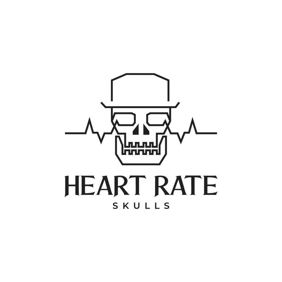 skull with heart rate logo design vector graphic symbol icon illustration creative idea