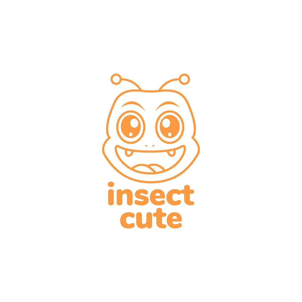 head cartoon cute insect big smile logo design vector graphic symbol icon illustration creative idea