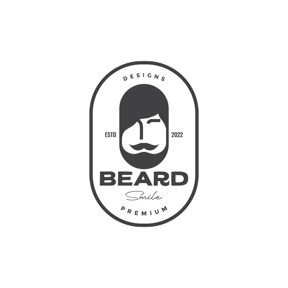 badge with fat man beard logo design vector graphic symbol icon illustration creative idea