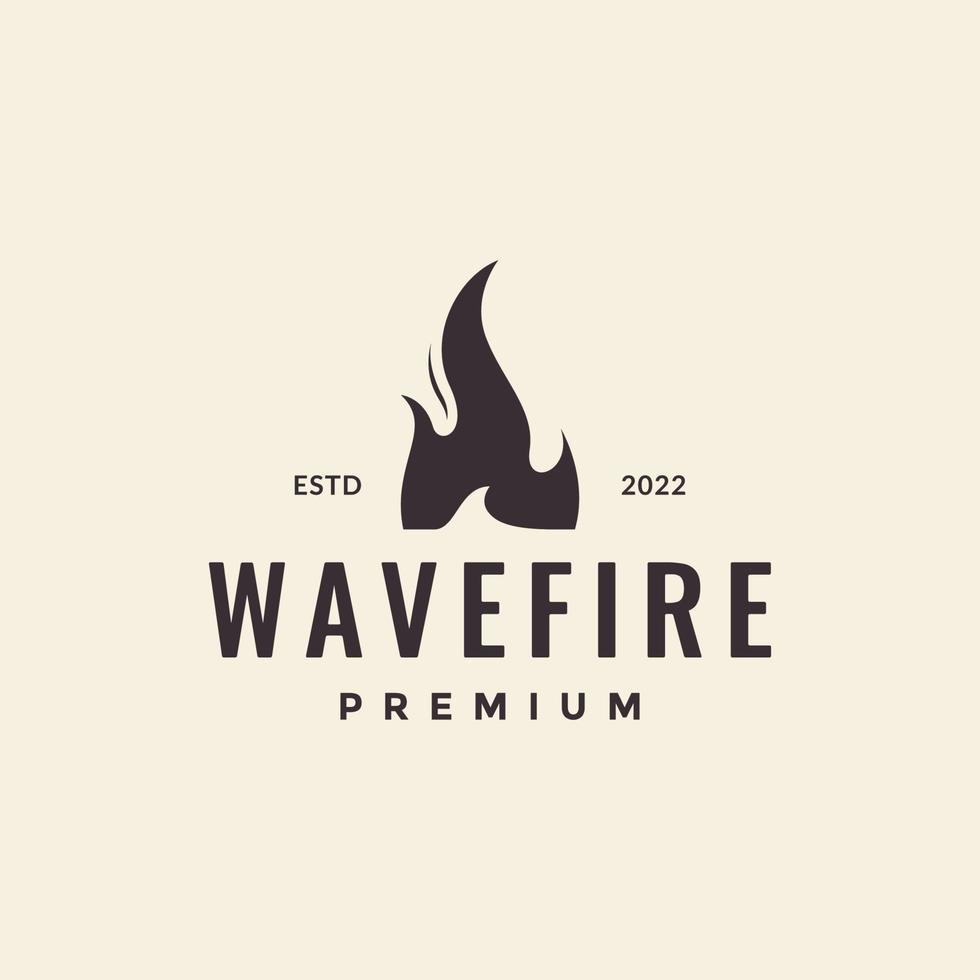 simple wave and fire flame hipster logo design vector graphic symbol icon illustration creative idea