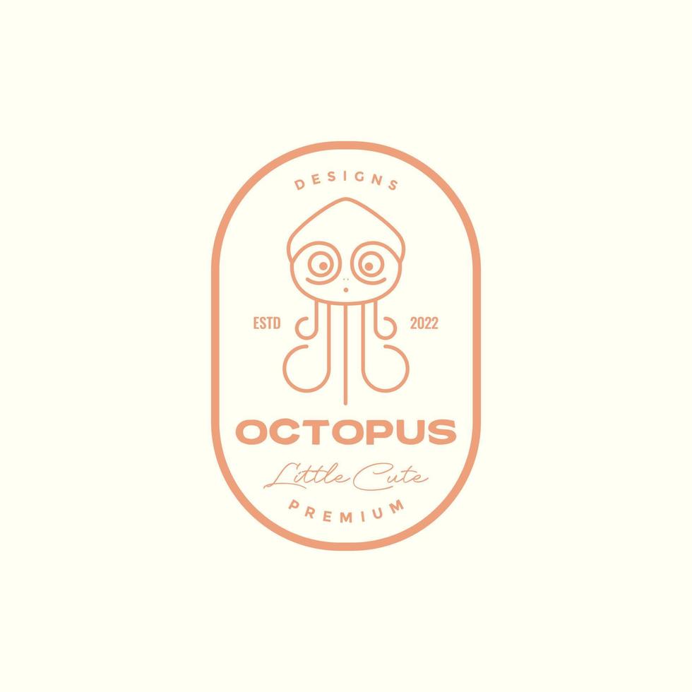 line cute octopus badge logo design vector graphic symbol icon illustration creative idea