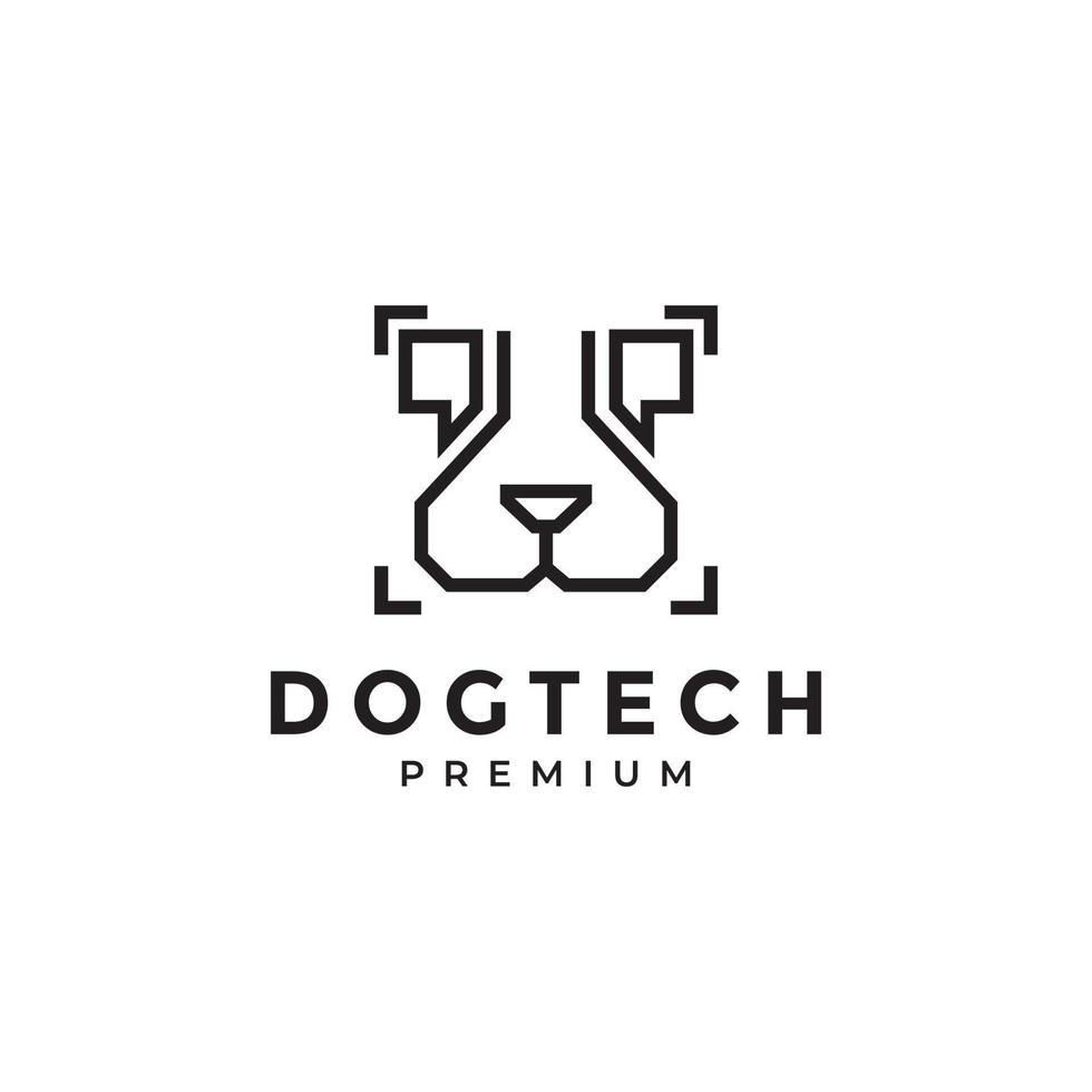 head line modern technology face dog logo design vector graphic symbol icon illustration creative idea