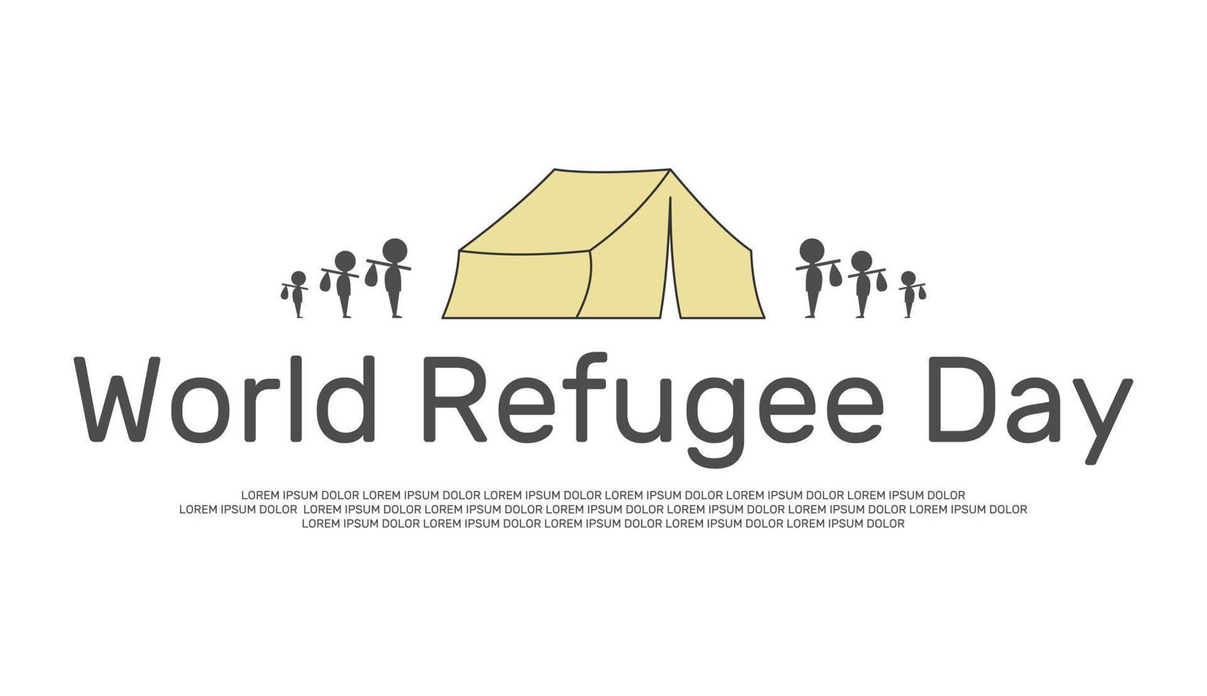 concepto del día mundial de los refugiados en un estilo de dibujos animados mínimo vector