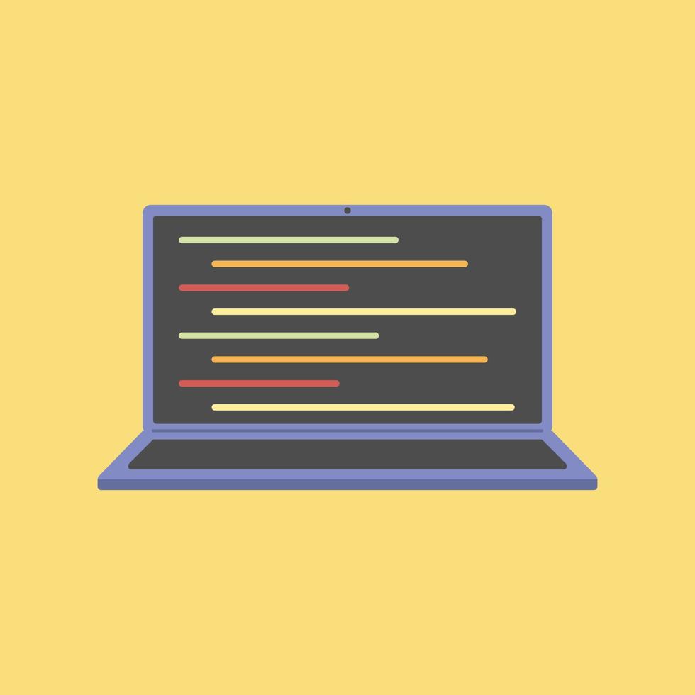 Programing code  concept on laptop in minimal cartoon style vector