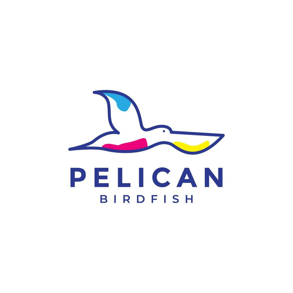 line abstract colorful flying pelican logo design vector graphic symbol icon illustration creative idea