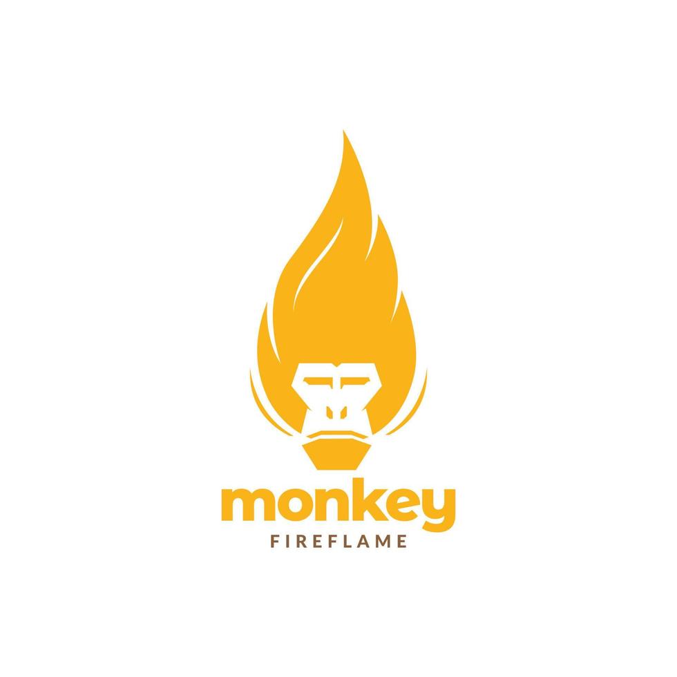 monkey with hair fire flame logo design vector graphic symbol icon illustration creative idea