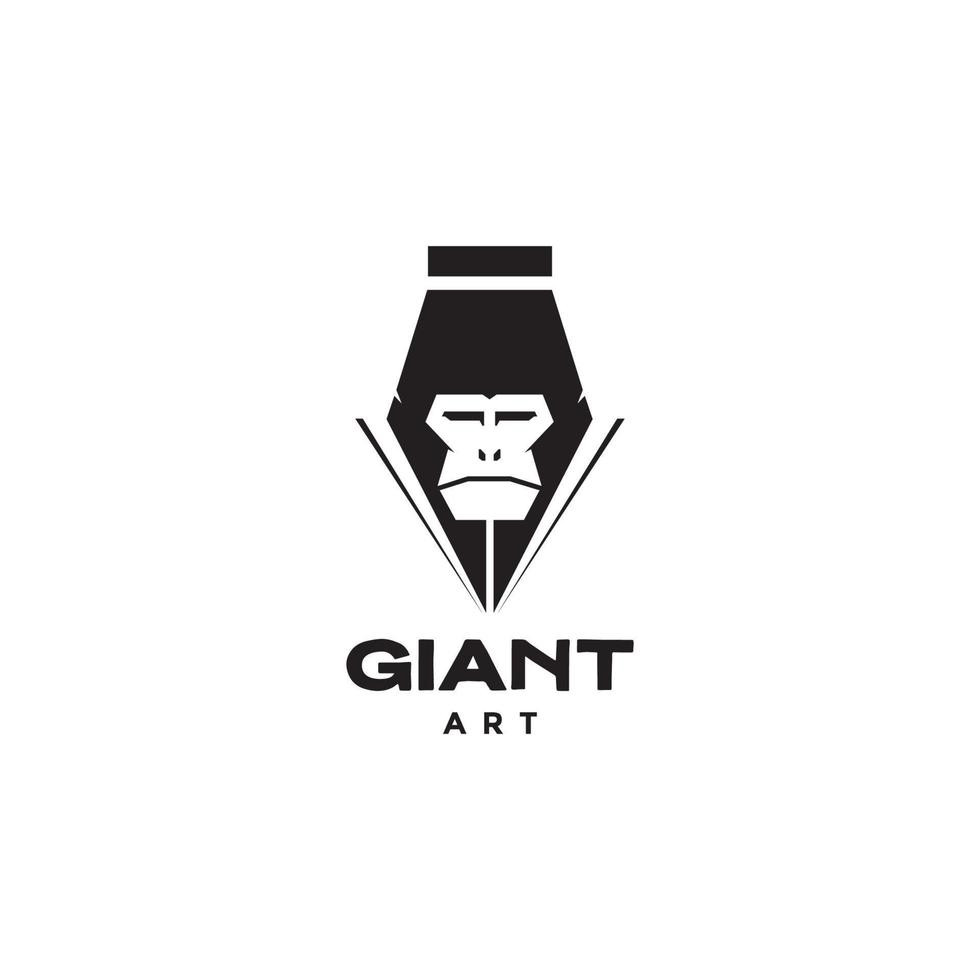 head gorilla with pencil art logo design vector graphic symbol icon illustration creative idea