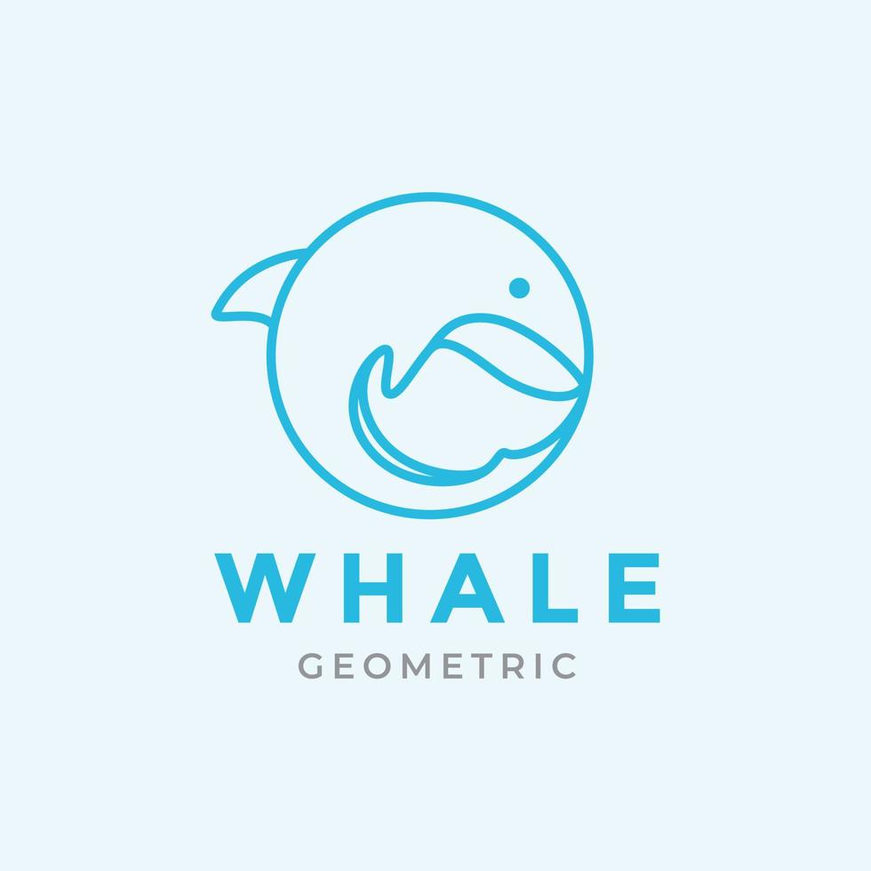 blue line geometric circle whale logo design vector graphic symbol icon illustration creative idea