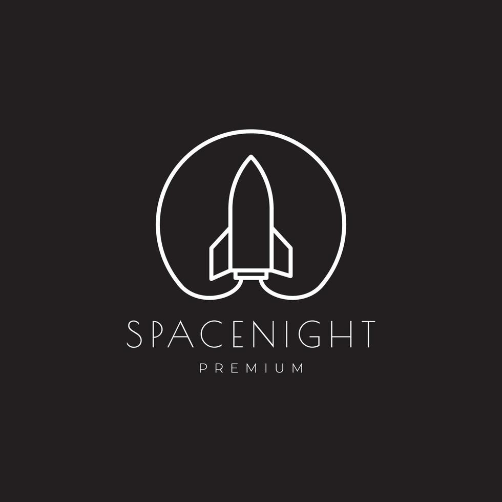 line circle with rocket airplane space logo design vector graphic symbol icon illustration creative idea