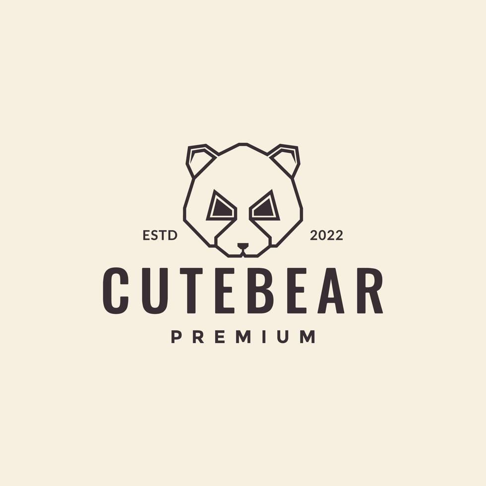 cabeza de línea oso o panda minimal hipster logo diseño vector gráfico símbolo icono ilustración idea creativa