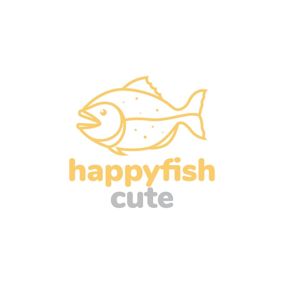 orange line fish cute funny logo design vector graphic symbol icon illustration creative idea