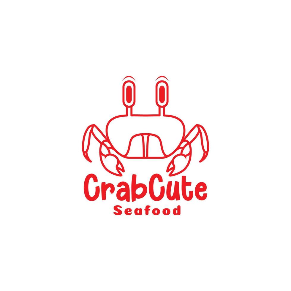 red line cute crabs seafood logo design vector graphic symbol icon illustration creative idea