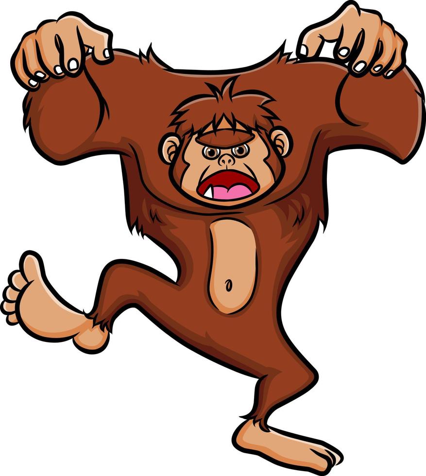 The big gorilla is posing of being scared and spooky vector
