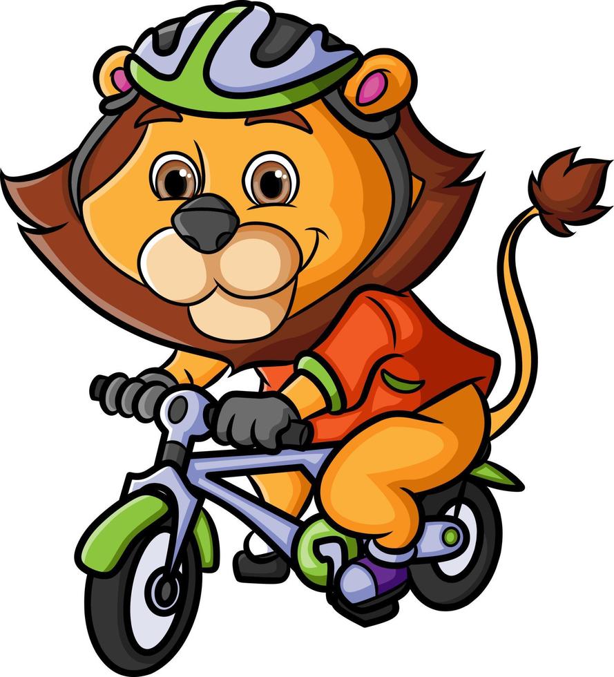The biker lion is doing the cycling vector