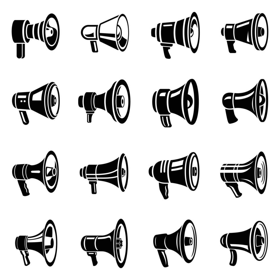 Megaphone loud speaker icons set, simple style vector