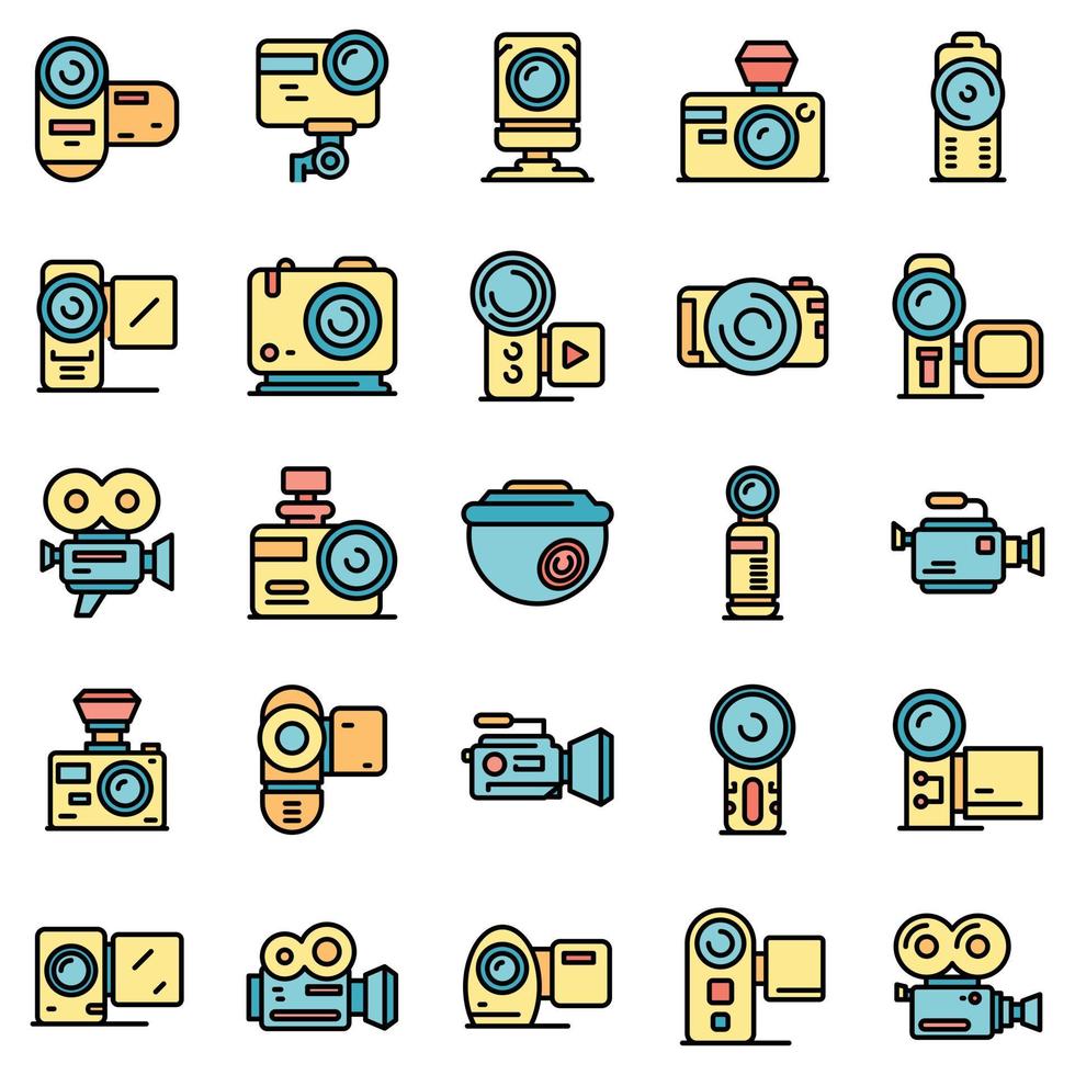 iconos de videocámara establecer vector plano