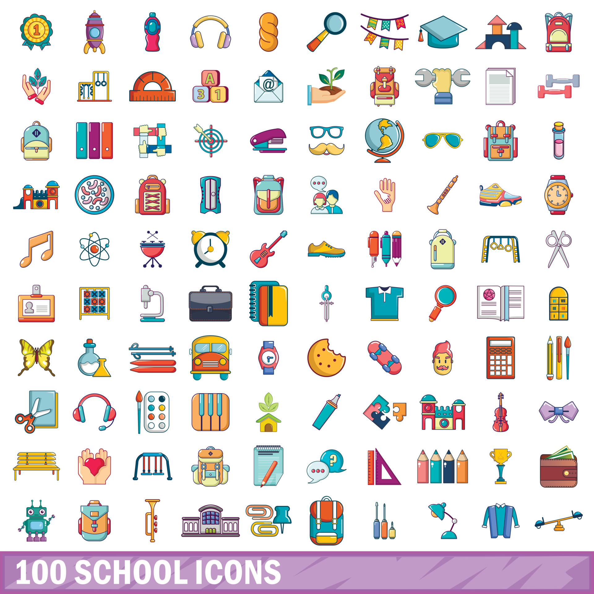 100 household goods icons set cartoon style Vector Image