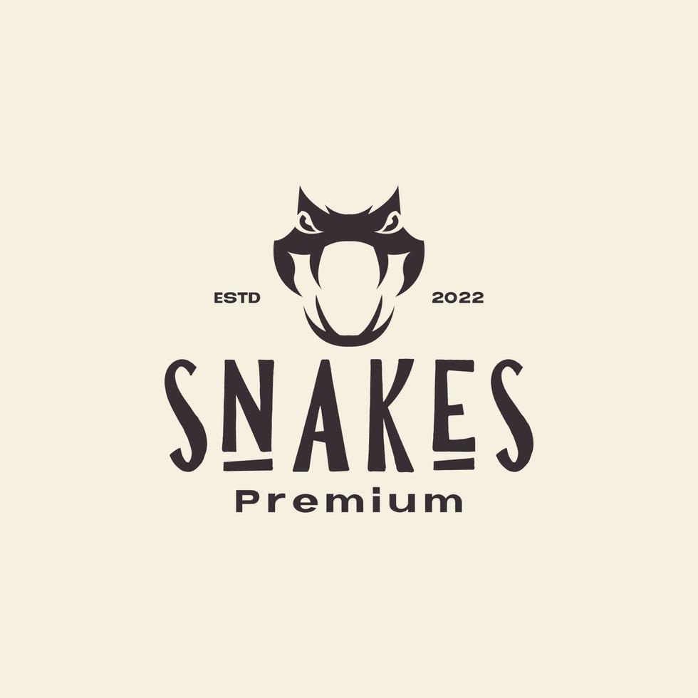 head teeth cobra snake vintage logo design vector graphic symbol icon illustration creative idea