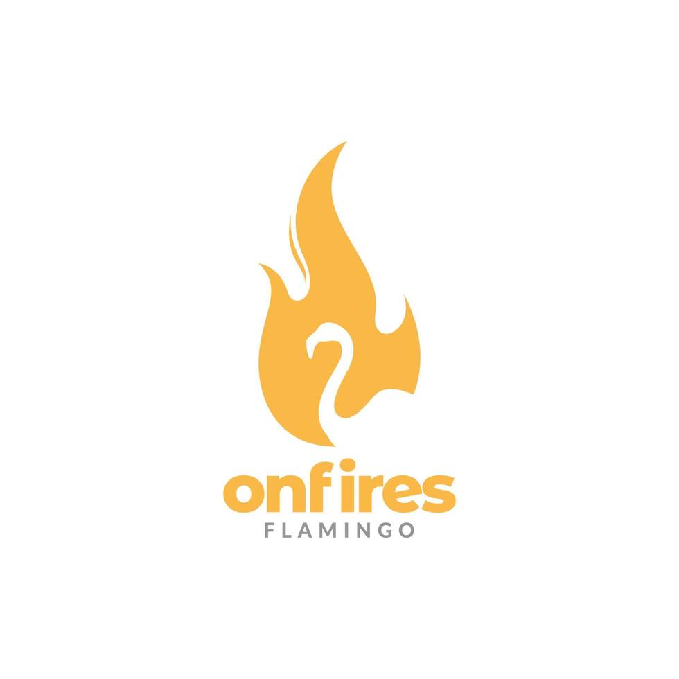 fire flame with flamingo logo design vector graphic symbol icon illustration creative idea