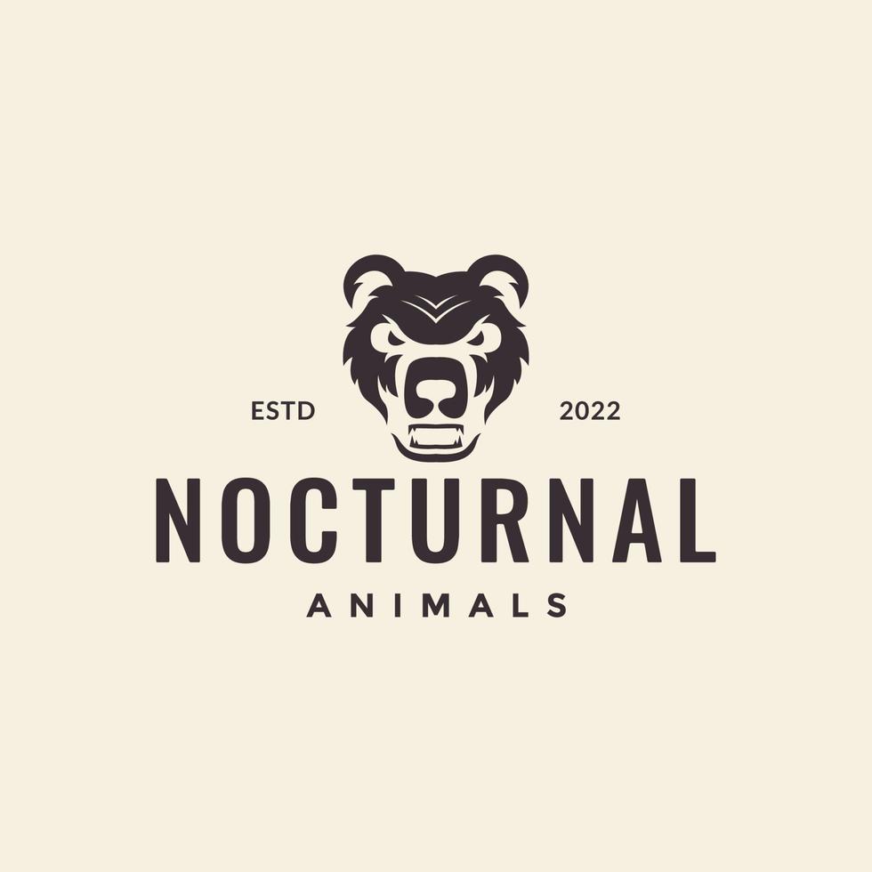 hipster beast head animal night logo design vector graphic symbol icon illustration creative idea