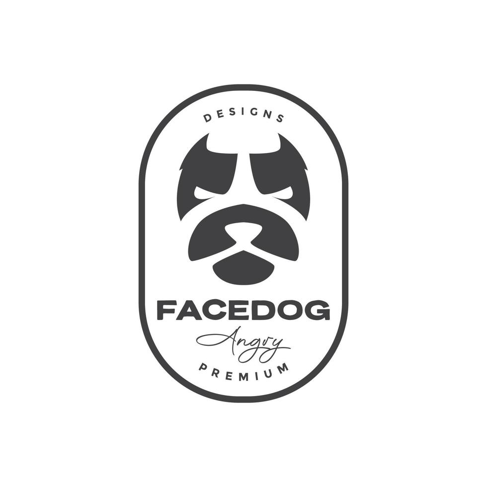 face badge bulldog angry logo design vector graphic symbol icon illustration creative idea