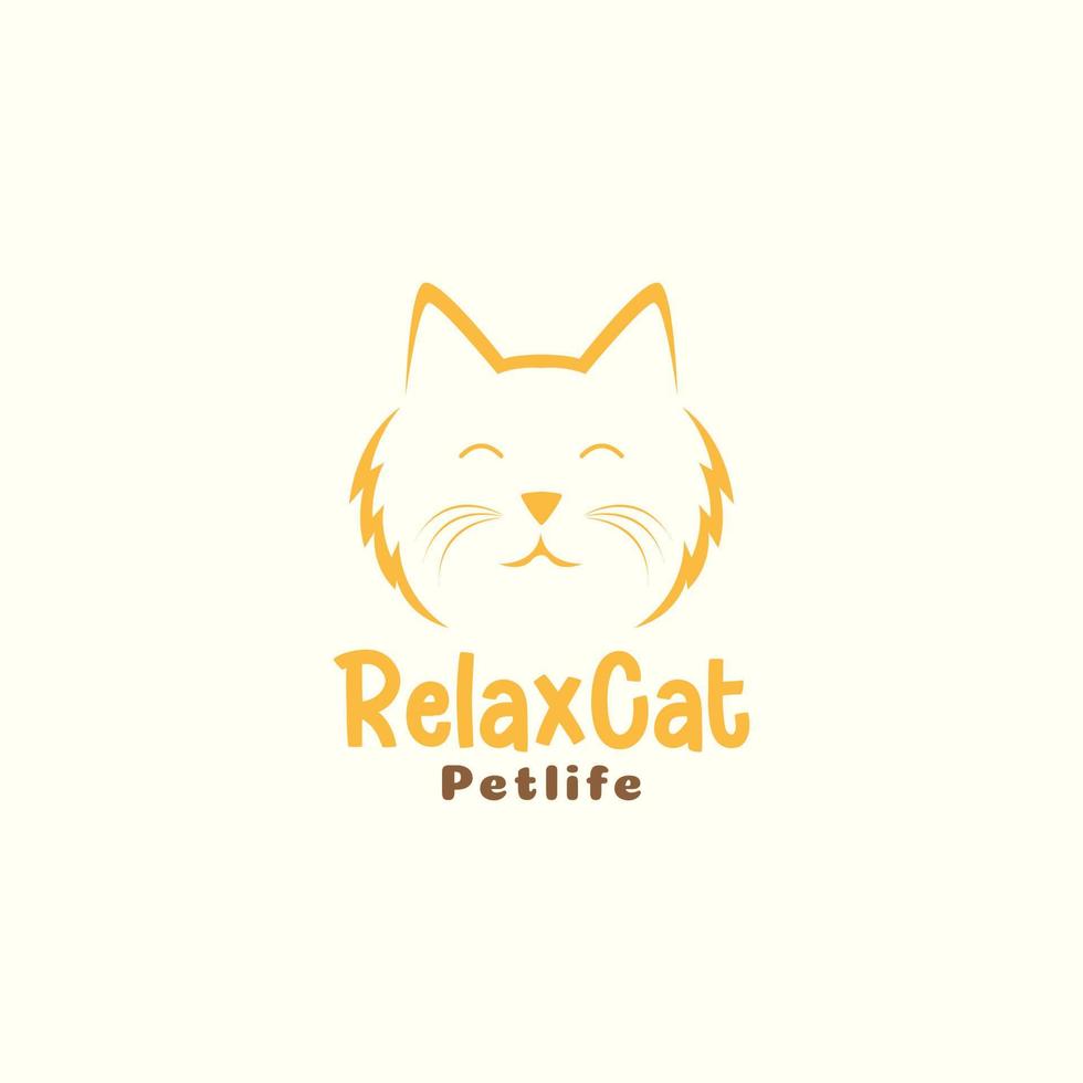 head fat cat orange relax logo design vector graphic symbol icon illustration creative idea