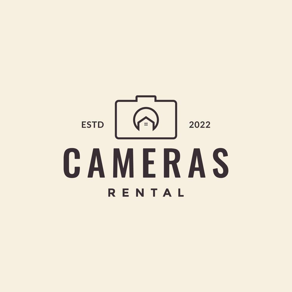 line camera with home minimal logo design vector graphic symbol icon illustration creative idea